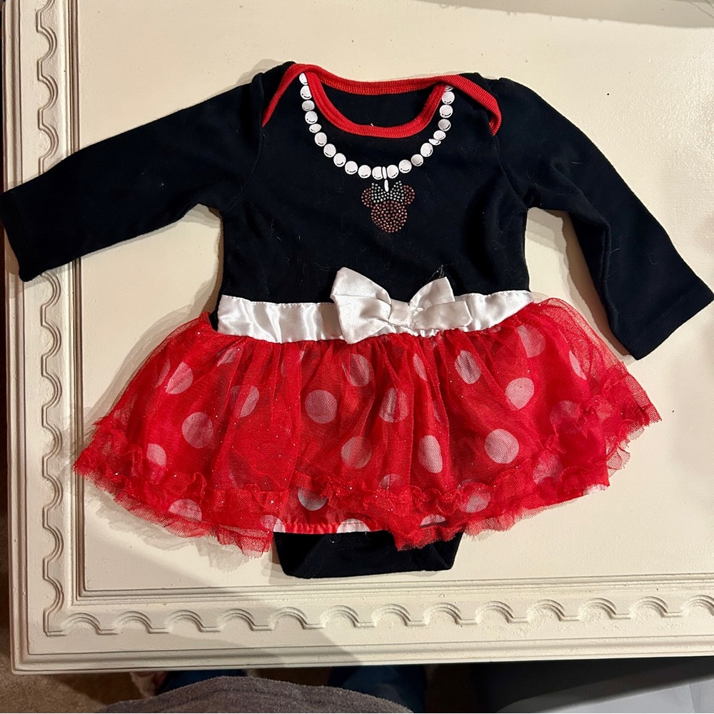 Disney Baby Infant Minnie Mouse Sparkly Long Sleeve Bodysuit One Piece Halloween